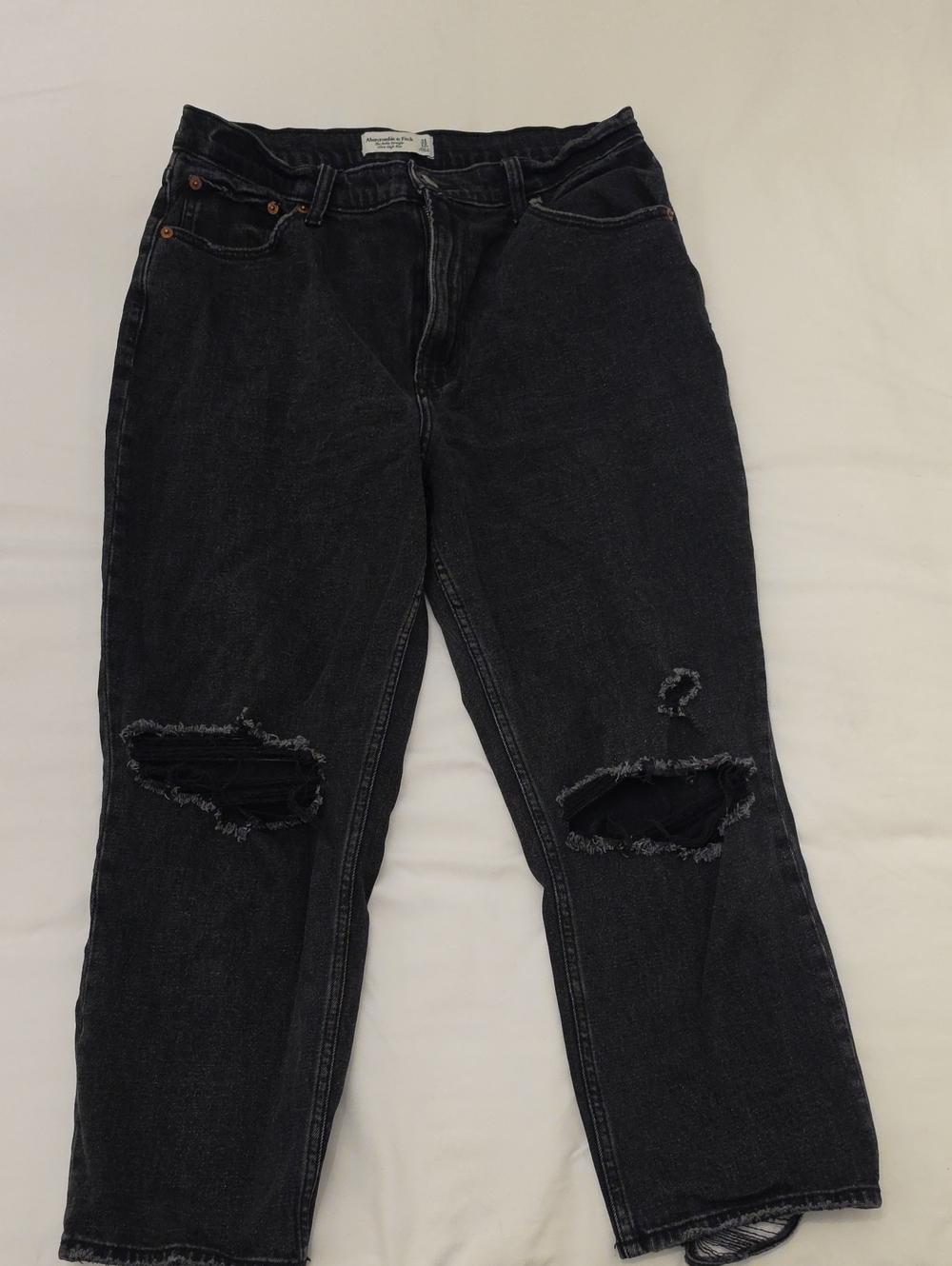 Abercrombie & Fitch Charcoal Black Ripped Boyfriend Jeans